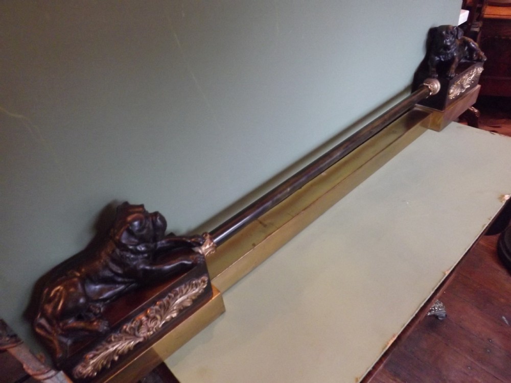 Early C19th French Charles X period ormolu bronze , bronze and gilt-brass fire-place fender. 