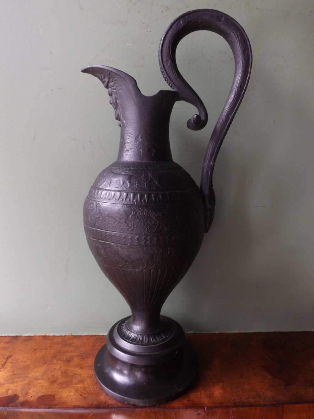 Late C19th 'Grand Tour' Italian bronze ewer decorated in the style of an ancient civilisation.