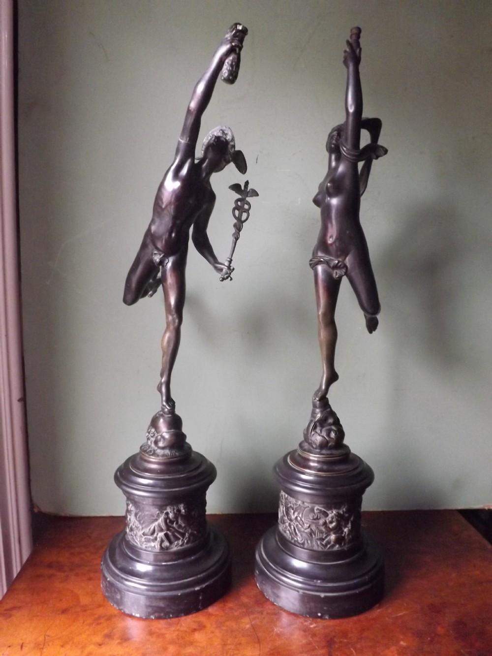 Pair of late C19th Italian 'Grand Tour' souvenir bronzes after the antique, 