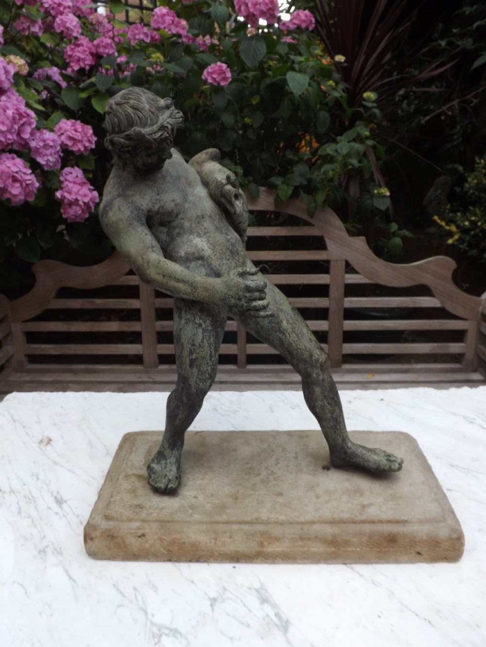 C19th Italian 'Grand Tour' souvenir bronze figure , after the antique ,of drunken Faun . 
