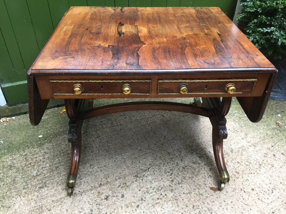 Fine early C19th Regency period ormolu-mounted rosewood sofa table in 'as found' , 'country-house' condition , attributed to Gillows.