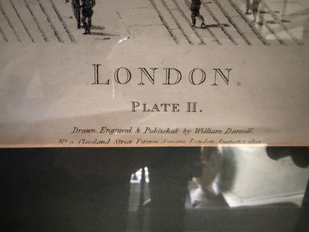 A set of six framed nineteenth-century panoramic engravings depicting historic views of London along the River Thames. View III