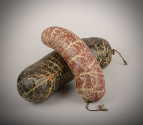 rare pair of folk art sausages - CATEGORY: ANTIQUE MISCELLANEOUS - DATED 1920