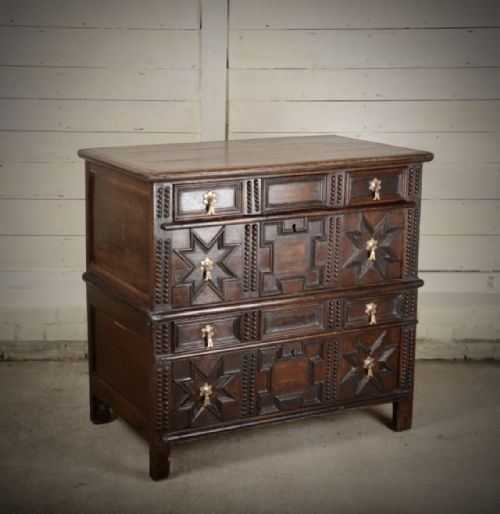 unusual 17thc geometric chest of drawers - CATEGORY: ANTIQUE CHEST OF DRAWERS - DATED 17TH CENTURY