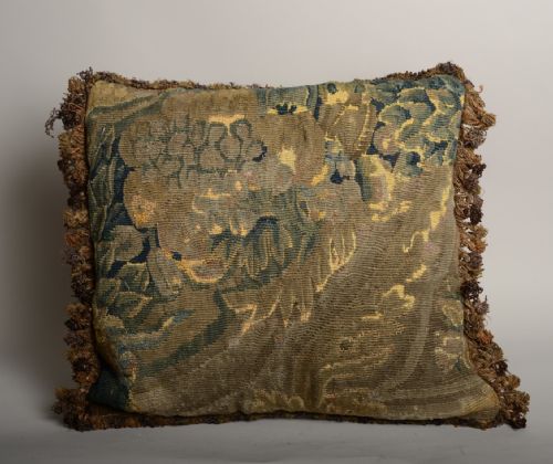 17thc tapestry fragment cushion - CATEGORY: ANTIQUE MISCELLANEOUS - DATED 17TH CENTURY