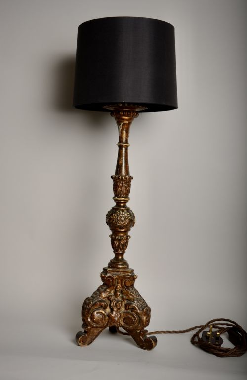 LAMP CONVERTED FROM C17TH ITALIAN GILT CANDLE STICK - ADDITIONAL PHOTO 2