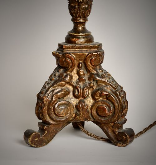 LAMP CONVERTED FROM C17TH ITALIAN GILT CANDLE STICK - ADDITIONAL PHOTO 3