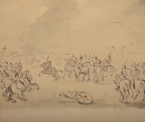 C19TH PEN AND INK DRAWING BATTLE SCENE - ADDITIONAL PHOTO 1