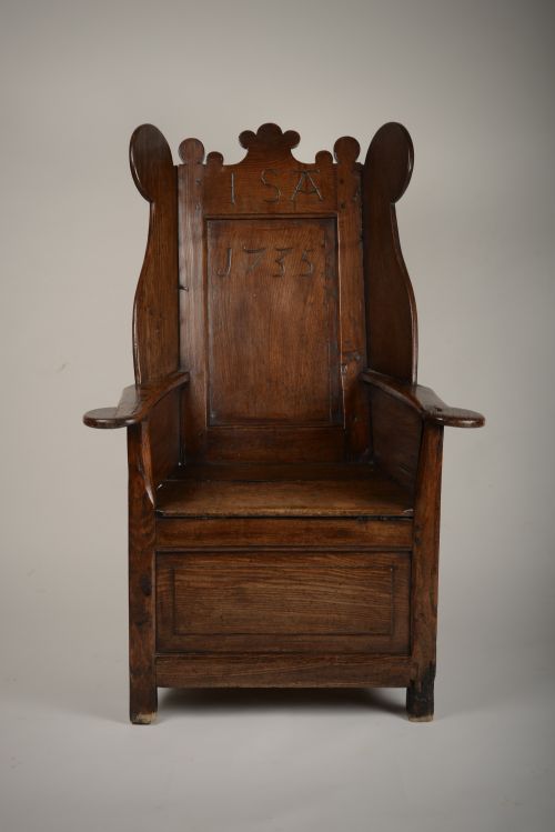 fig 1. Exceptional Dated Welsh winged armchair/ Lambing chair