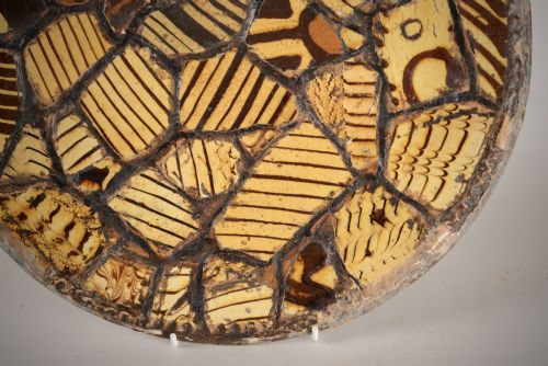 WONDERFUL FOLK ART SLIPWARE FRAGMENT MOSAIC DISH - ADDITIONAL PHOTO 2