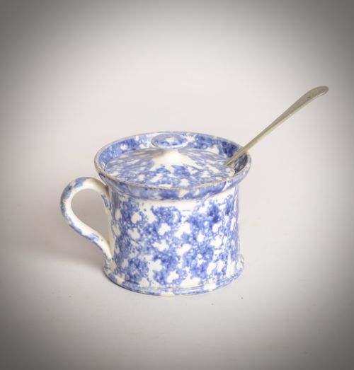 SPONGEWARE MUSTARD POT AND SILVER SPOON - ADDITIONAL PHOTO 1