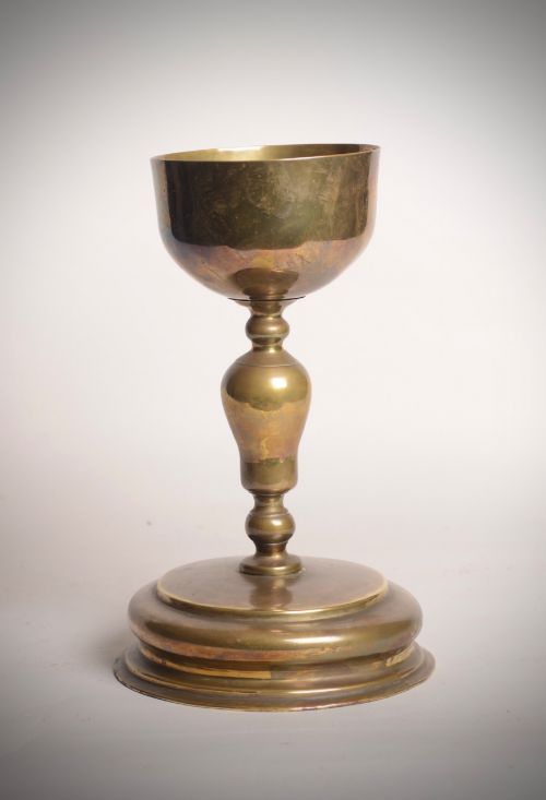 c17th brass chalice - CATEGORY: ANTIQUE METAL - DATED 17TH CENTURY