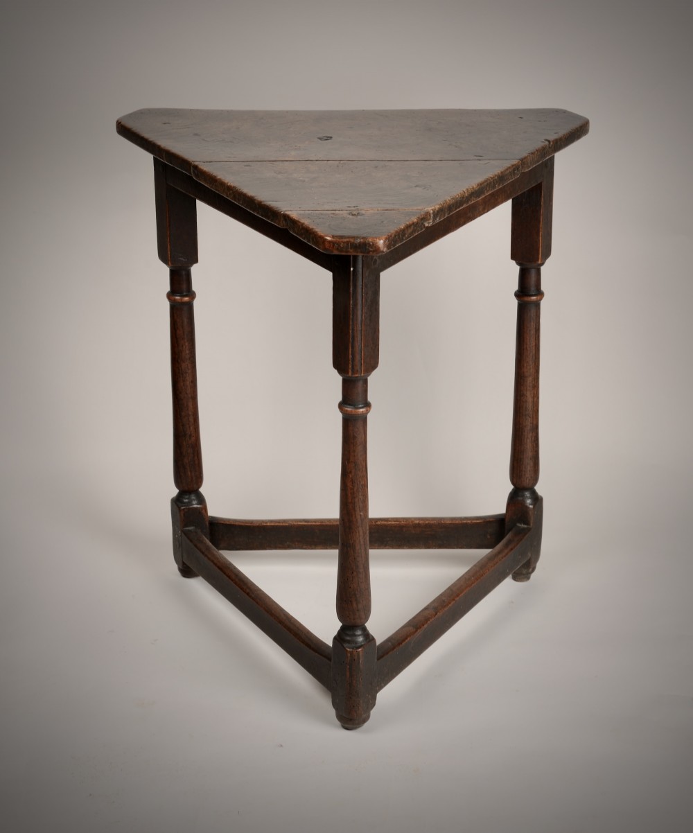 Rare early 18th C cricket table with burr walnut top