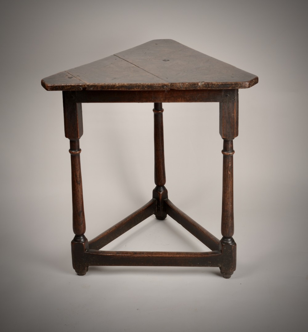 Rare early 18th C cricket table with burr walnut top View II