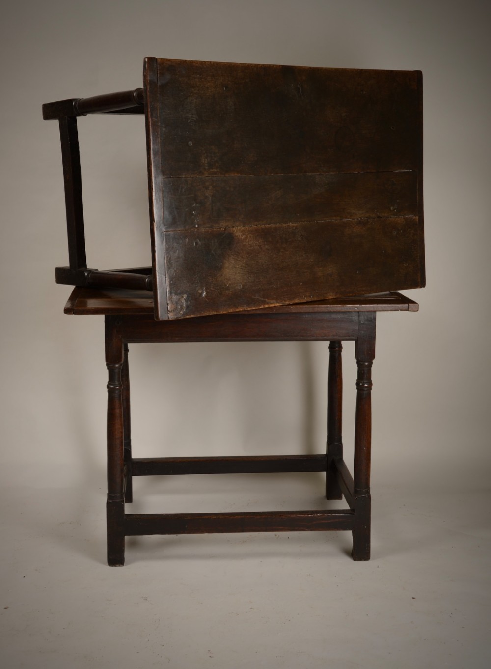 Rare pair of early oak centre tables, console tables View IX