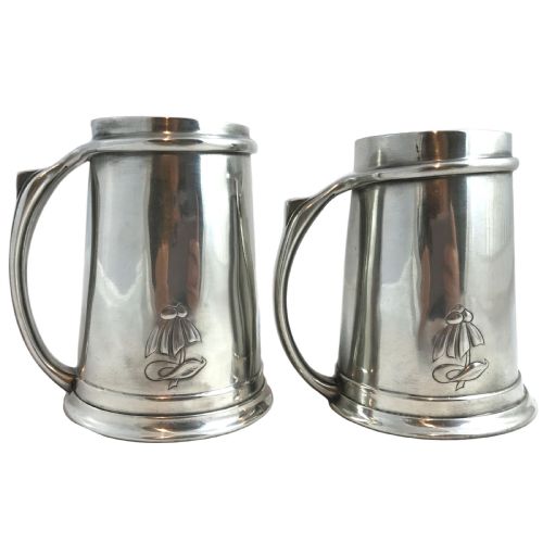PAIR OF LIBERTY CO TUDRIC PEWTER ARTS CRAFTS TANKARDS - ADDITIONAL PHOTO 1