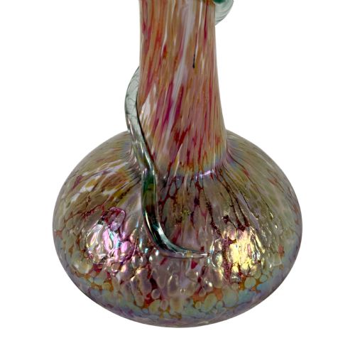 ART NOUVEAU IRIDESCENT GLASS VASE WITH APPLIED SNAKE POSSIBLY KRALIK - ADDITIONAL PHOTO 1