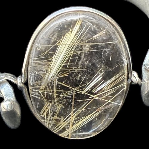 MODERNIST SILVER AND RUTILATED QUARTZ BRACELET FOR GEORG JENSEN - ADDITIONAL PHOTO 3
