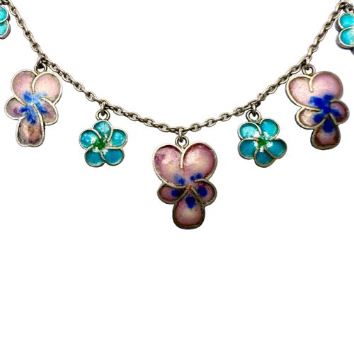 ARTS AND CRAFTS SILVERENAMEL PANSY NECKLACE - ADDITIONAL PHOTO 1