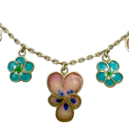 ARTS AND CRAFTS SILVERENAMEL PANSY NECKLACE - ADDITIONAL PHOTO 2
