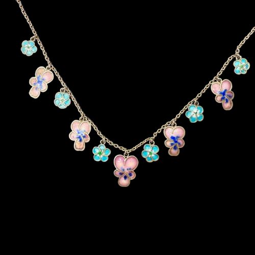 ARTS AND CRAFTS SILVERENAMEL PANSY NECKLACE - ADDITIONAL PHOTO 4