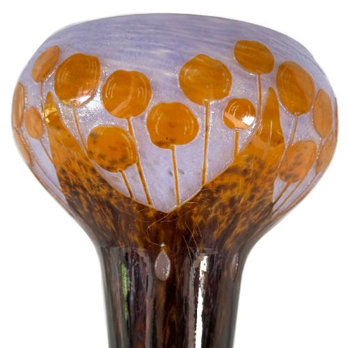 ART DECO LE VERRE FRANCAIS CAMEO GLASS VASE IN ORANGE ON PURPLE BY SCHNEIDER - ADDITIONAL PHOTO 1
