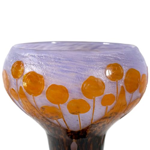 ART DECO LE VERRE FRANCAIS CAMEO GLASS VASE IN ORANGE ON PURPLE BY SCHNEIDER - ADDITIONAL PHOTO 2