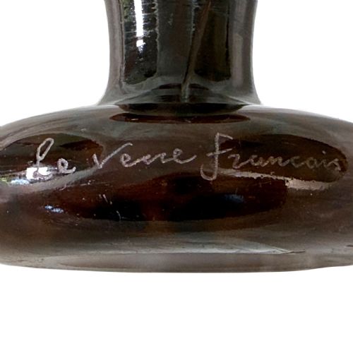 ART DECO LE VERRE FRANCAIS CAMEO GLASS VASE IN ORANGE ON PURPLE BY SCHNEIDER - ADDITIONAL PHOTO 4