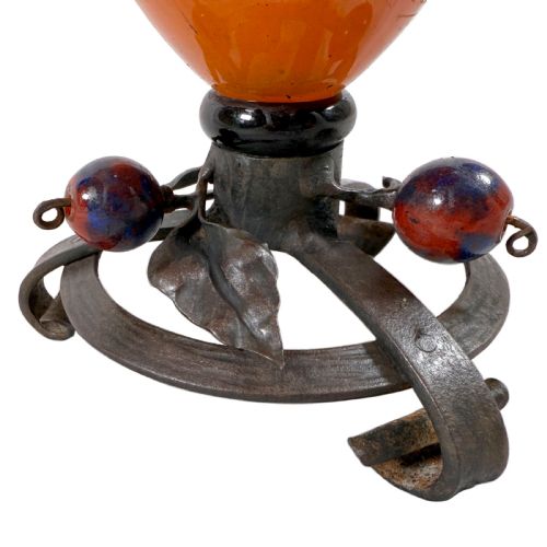 ART DECO SCHNEIDER WROUGHT IRON AND GLASS VASE WITH BERRIES GM4990 - ADDITIONAL PHOTO 6