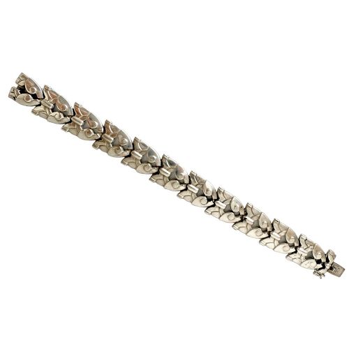 ART DECO GEOMETRIC SILVER LINKED BRACELET