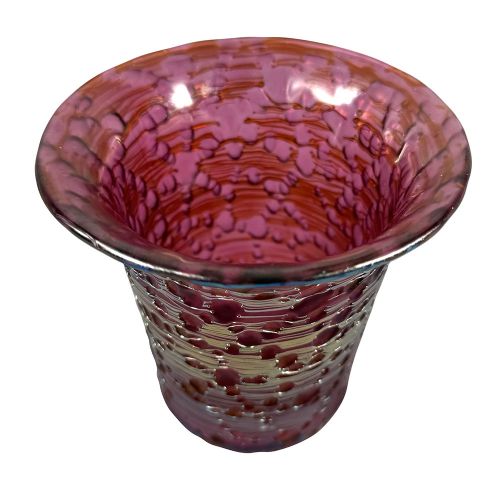 ART NOUVEAU IRIDESCENT PINK GLASS VASE IN THE ORBULIN NEW DCOR GM4427