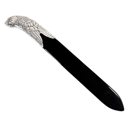 ART DECO SILVER CELLULOID OWL PAPER KNIFE