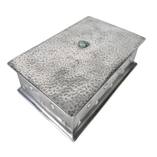 ARTS CRAFTS TUDRIC 078 PEWTER BOX WITH TURQUOISE CABOCHON MADE FOR LIBERTY CO - ADDITIONAL PHOTO 1