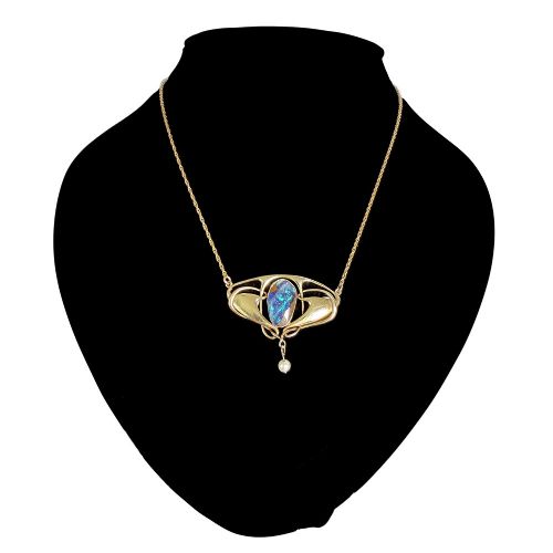 ART NOUVEAU GOLD OPAL AND PEARL PENDANT MODEL 1125 BY ARCHIBALD KNOX FOR LIBERTY CO - ADDITIONAL PHOTO 2