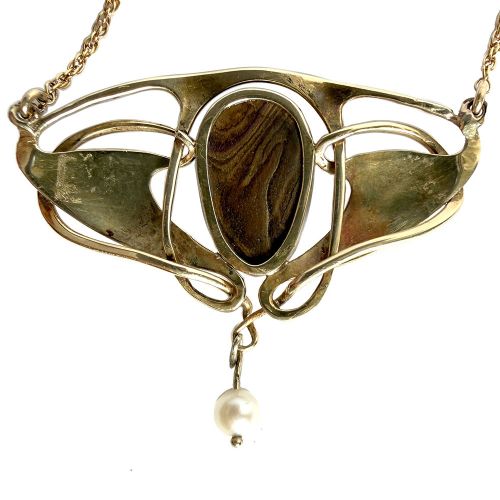 ART NOUVEAU GOLD OPAL AND PEARL PENDANT MODEL 1125 BY ARCHIBALD KNOX FOR LIBERTY CO - ADDITIONAL PHOTO 4