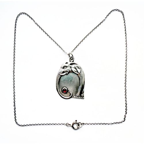 ART NOUVEAU SILVER PASTE ELEPHANT PENDANT - ADDITIONAL PHOTO 2