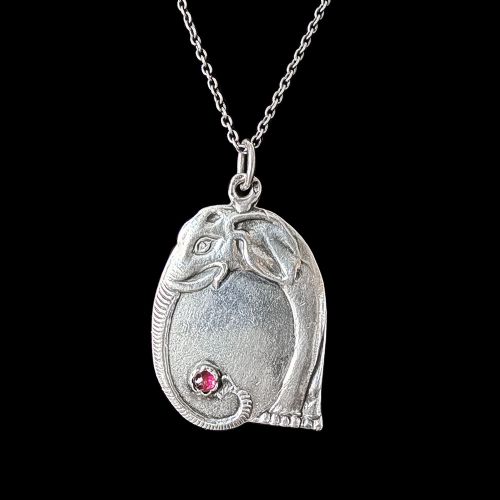 ART NOUVEAU SILVER PASTE ELEPHANT PENDANT - ADDITIONAL PHOTO 4