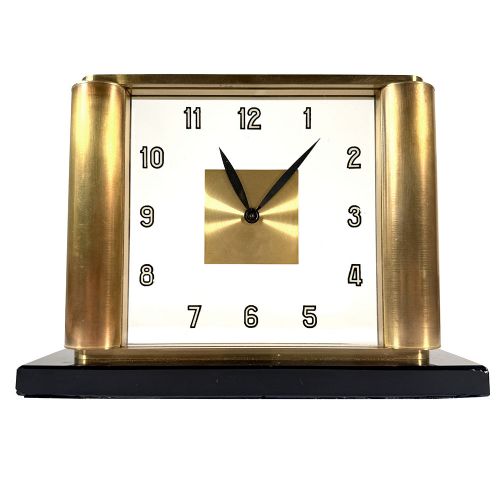 ART DECO BRASS GLASS CLOCK BY JAEGER LECOULTRE - ADDITIONAL PHOTO 1