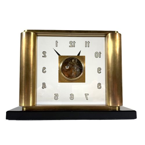 ART DECO BRASS GLASS CLOCK BY JAEGER LECOULTRE - ADDITIONAL PHOTO 4