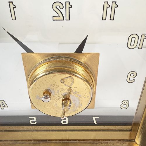 ART DECO BRASS GLASS CLOCK BY JAEGER LECOULTRE - ADDITIONAL PHOTO 5