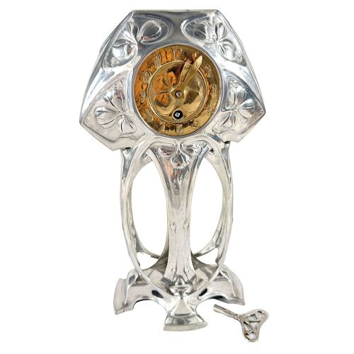 ART NOUVEAU PEWTER CLOCK BY FRIEDRICH ADLER FOR OSIRIS