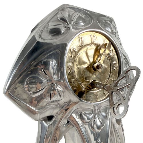 ART NOUVEAU PEWTER CLOCK BY FRIEDRICH ADLER FOR OSIRIS - ADDITIONAL PHOTO 3