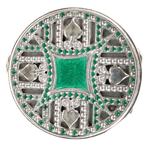 ART NOUVEAU SILVER AND ENAMEL PILL BOX BY GEORGE ADAM SCHEID - ADDITIONAL PHOTO 1