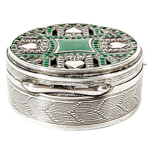 ART NOUVEAU SILVER AND ENAMEL PILL BOX BY GEORGE ADAM SCHEID - ADDITIONAL PHOTO 3