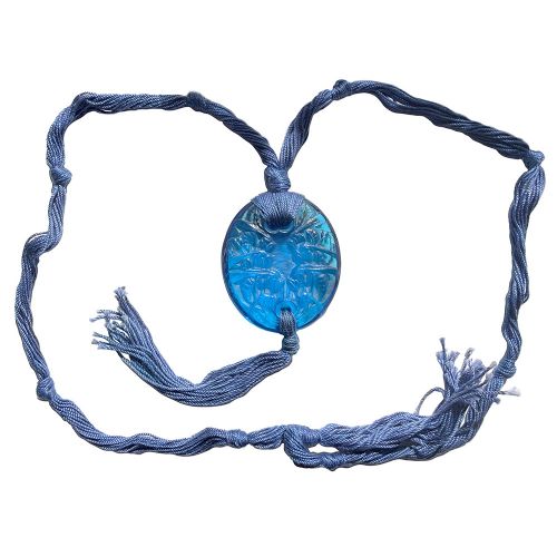 GUEPPES WASPS ART DECO BLUE GLASS PENDANT BY R LALIQUE