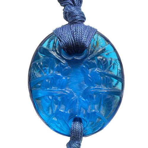GUEPPES WASPS ART DECO BLUE GLASS PENDANT BY R LALIQUE - ADDITIONAL PHOTO 1