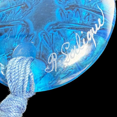 GUEPPES WASPS ART DECO BLUE GLASS PENDANT BY R LALIQUE - ADDITIONAL PHOTO 4