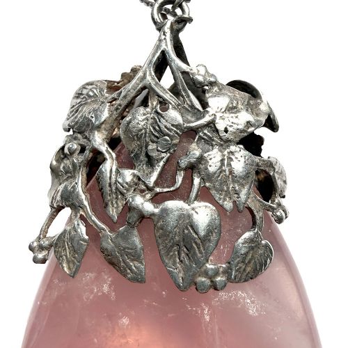 ARTS AND CRAFTS SILVER ROSE QUARTZ AND ROCK CRYSTAL NECKLACE ATTRIB TO AMY SANDHEIM - ADDITIONAL PHOTO 3