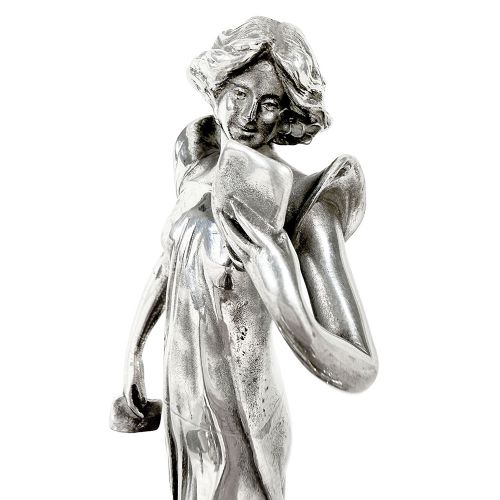 ART NOUVEAU FIGURAL PEWTER INKWELL WITH MAIDEN BY WMF - ADDITIONAL PHOTO 3
