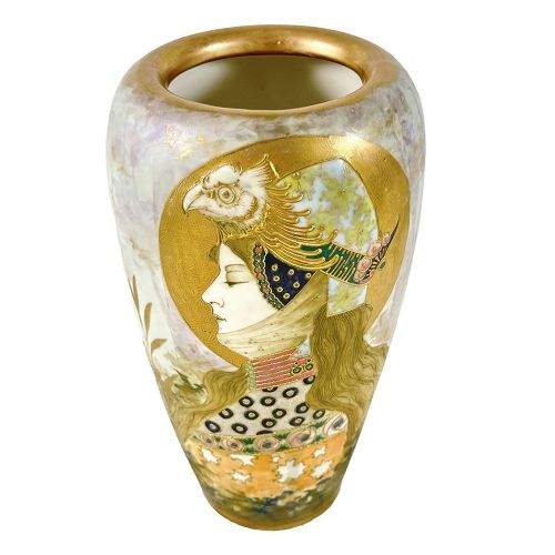 SUMMER QUEEN HAND PAINTED AND GILDED VASE BY NICHOLAS KANNHAUSER FOR REISSNER STELLMACHER AND KESSEL - ADDITIONAL PHOTO 1